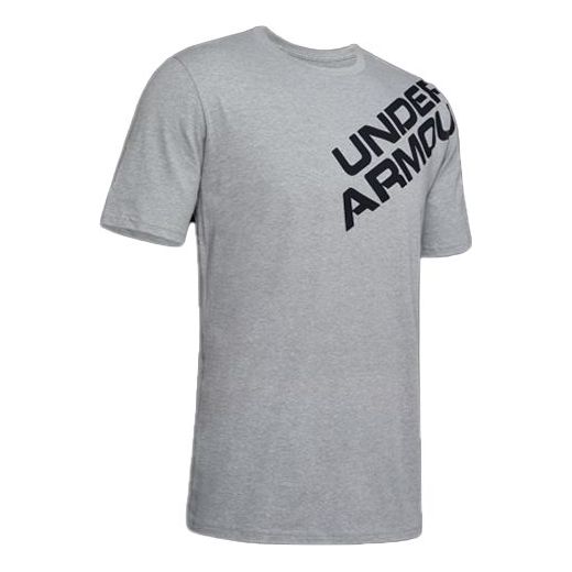 Under Armour Unisex Wordmark Shoulder Round-neck Tee Gray 1344227-035