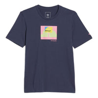 Men's adidas Chest Colorblock Pattern Printing Round Neck Short Sleeve Purple T-Shirt HM9248