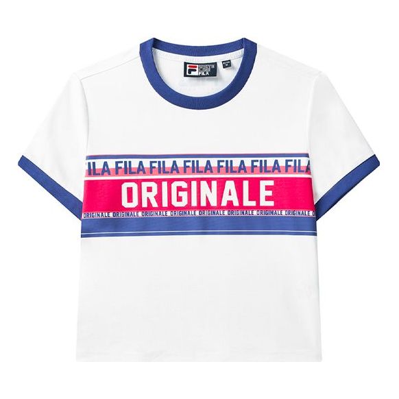 (WMNS) FILA Casual Sports Alphabet Printing Breathable Short Sleeve White F11W128173F-WT