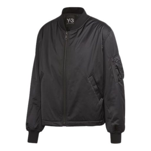 Men's Y-3 Japanese Embroidered Adornment Long Sleeves Aviator Jacket Black FS3464
