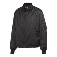 Men's Y-3 Japanese Embroidered Adornment Long Sleeves Aviator Jacket Black FS3464