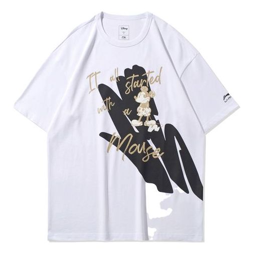 Li-Ning x Disney Crossover Printing Loose Sports Round Neck Short Sleeve White AHSQ519-2