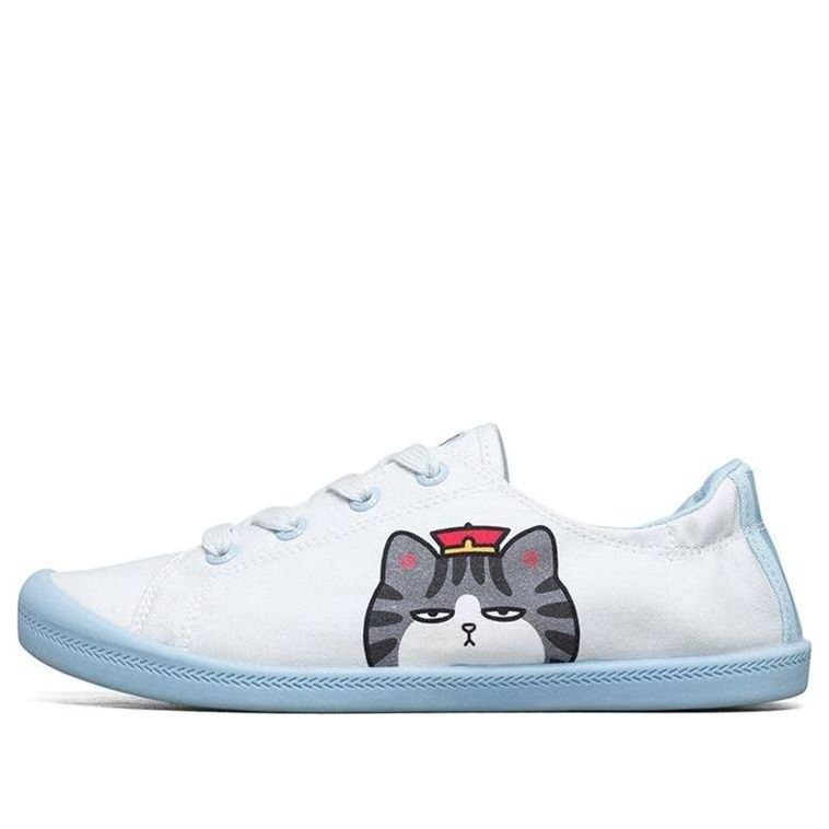 (WMNS) Skechers Beach Bingo My Emperor Sleeps All Night Low-Top Canvas Shoes White/Blue 66666273-WLB