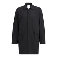 Men's adidas Lapel Breathable Solid Color Long Sleeves Jacket Japanese Version Black HD0010
