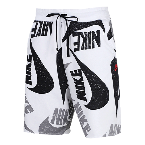 Nike Full Print logo Printing Sports Shorts Gray Black White CJ4407-010