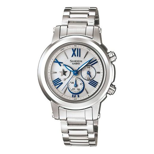 CASIO Waterproof SHEEN Sapphire Crystal Solar Powered Stainless Steel Strap White Analog SHN-7503D-7A