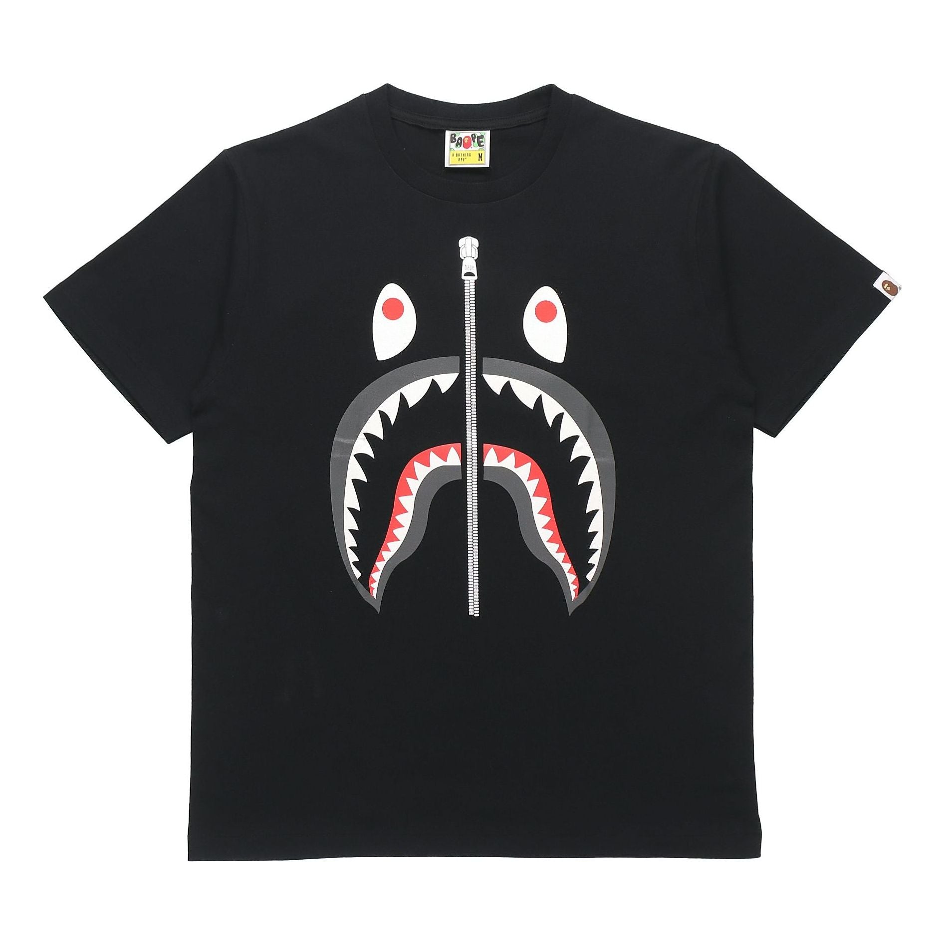 A Bathing Ape Half Zip Shark Tee 'Black' 1E30-110-006