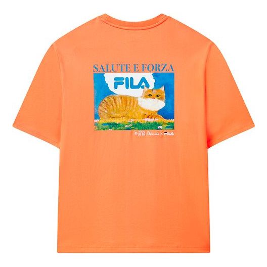 FILA x Pepe Shimada Jointly Signed Kitty Printing Round Collar Male Orange F11M123189F-OR