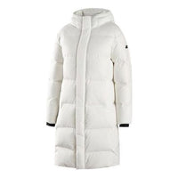 (WMNS) Skechers Woven Long Down Jacket 'White Black' P422W024