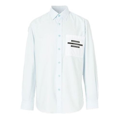 Burberry Pocket Stripe Causual Long Sleeve Shirt Male Blue 80217921