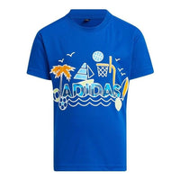 (GS) adidas Cotton Graphic T-Shirt Asia Sizing 'Blue' HE0050