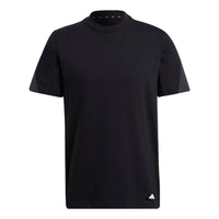 Men's adidas Splicing Round Neck Casual Short Sleeve Black T-Shirt HA6471