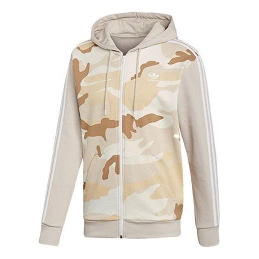 adidas originals Athleisure Casual Sports Camouflage Splicing Hooded Jacket Beige ED7072