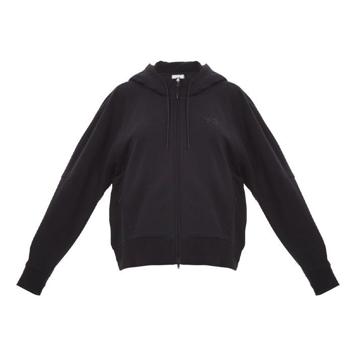 (WMNS) Y-3 Logo Printing Solid Color hooded Drawstring Zipper Hoodie Black FN3471