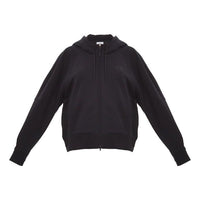 (WMNS) Y-3 Logo Printing Solid Color hooded Drawstring Zipper Hoodie Black FN3471