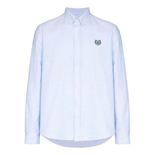 Men's KENZO Pattern Logo Long Sleeves Shirt Sky Blue FA55CH-4001LD