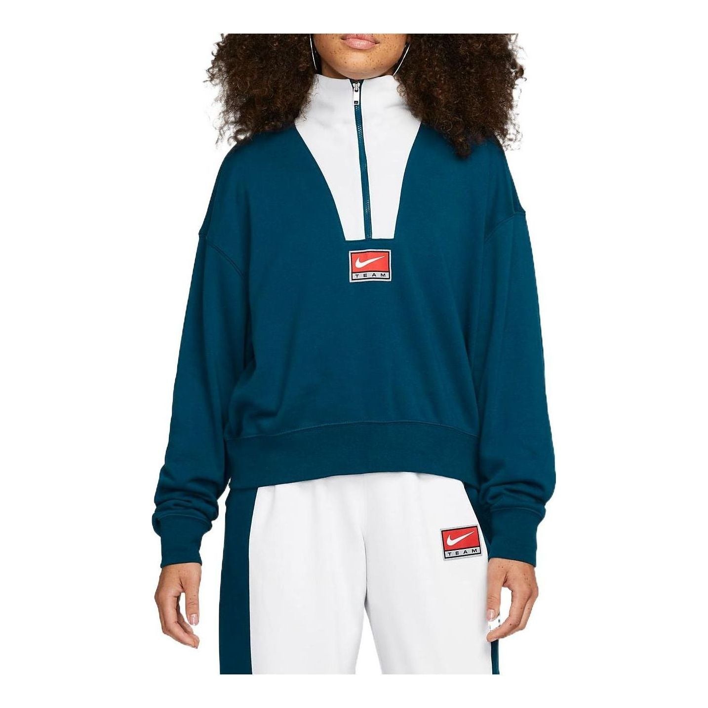 (WMNS) Nike Sportswear Quarter Zip Sweatshirt 'Teal Blue' DQ6944-460