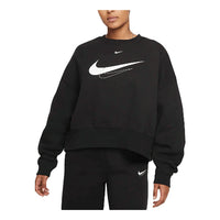 (WMNS) Nike Brand Logo Solid Color Round Neck Long Sleeves Hoodie Black DQ4506-010