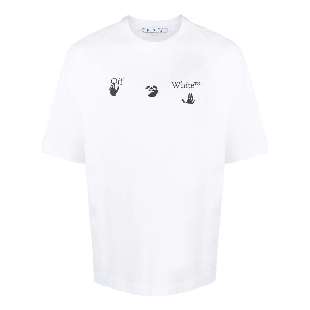 Men's Off-White Logo Printing Round Neck Short Sleeve White T-Shirt OMAA119C99JER0030110
