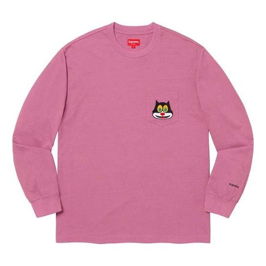 Supreme FW19 Week 4 Cat L/S Pocket Tee Chest Kitten Long Sleeves Unisex Purple SUP-FW19-481