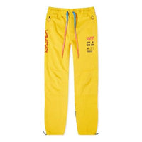 Off-White Industr Y013 Panelled Logo Printing Drawstring Sports Long Pants Yellow OMCH024F19E300166010
