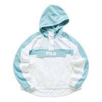 FILA FUSION Logo Printing Colorblock Woven Sports Hooded Jacket White T11W113705F-WT