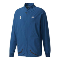 Men's adidas Brand Logo Solid Color Zipper Long Sleeves Jacket Blue BQ5630