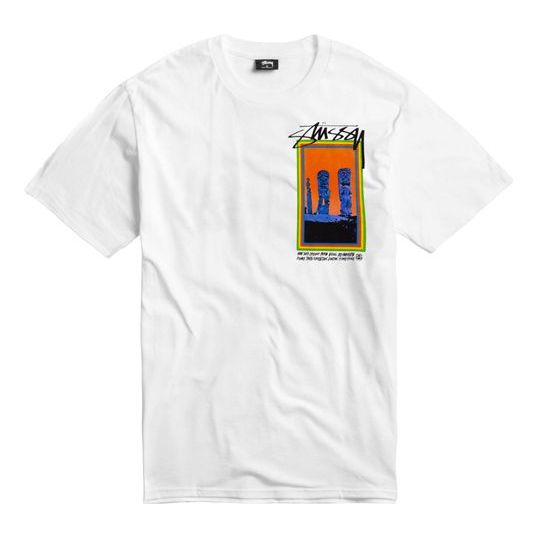 Men's Stussy Tiki Tee Logo Printing Short Sleeve White 1904271