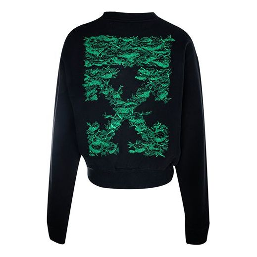 (WMNS) Off-White Cotton Arrow Printing Stylish Black Hoodie OWBA026F190030681040