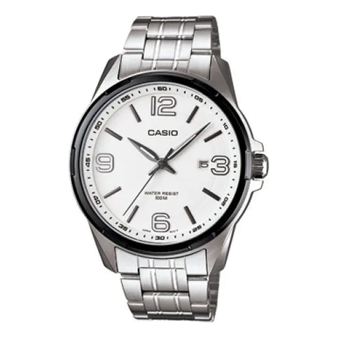 CASIO General Series Quartz Movement Stainless Steel Case White Dial 100 Meter Waterproof Analog MTP-1345AD-7AV