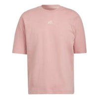 Men's adidas Solid Color Logo Printing Casual Round Neck Short Sleeve Japanese Version Pale Pink T-Shirt HB6598