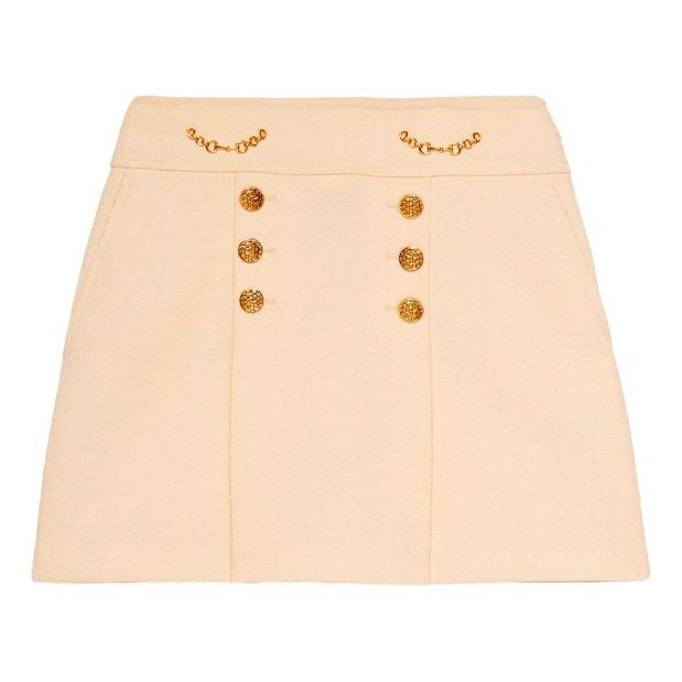 (WMNS) Gucci Horseback Buckle Diamond Wool Skirt For White 643330-ZAF5T-9205