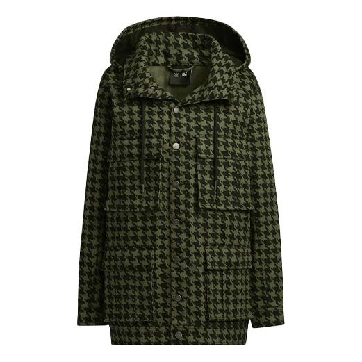 adidas originals x IVY PARK Crossover Plaid Hooded Jacket Green HC6004