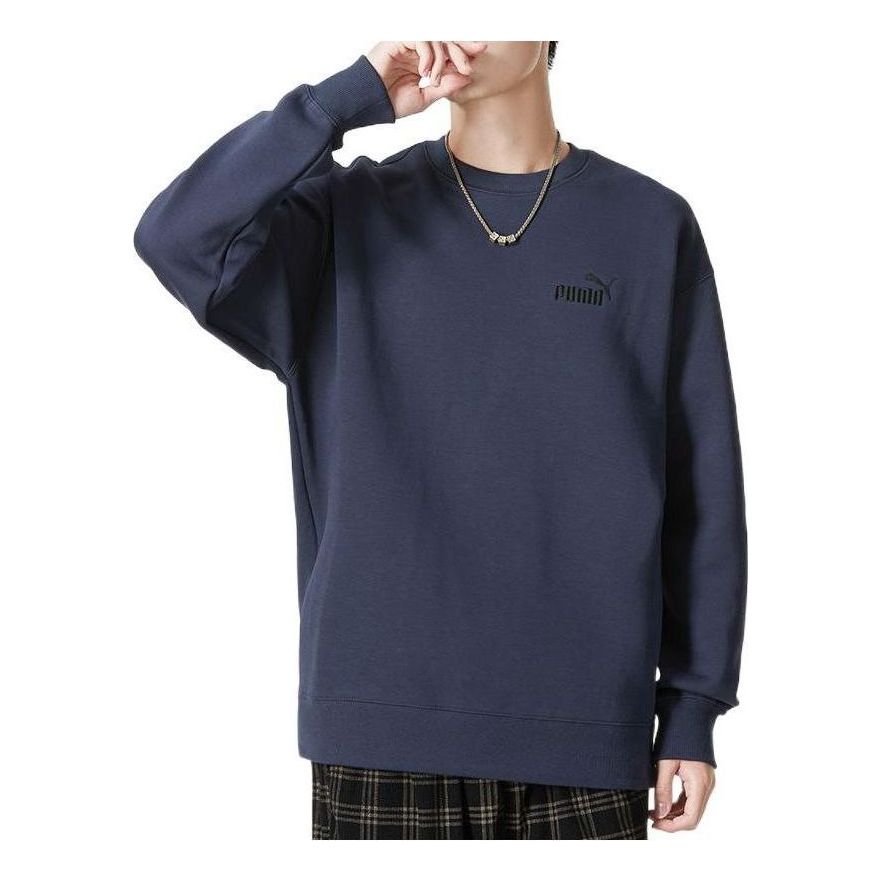 PUMA Small Logo Relaxed Crew Logo Sweater 'Navy' 673605-43