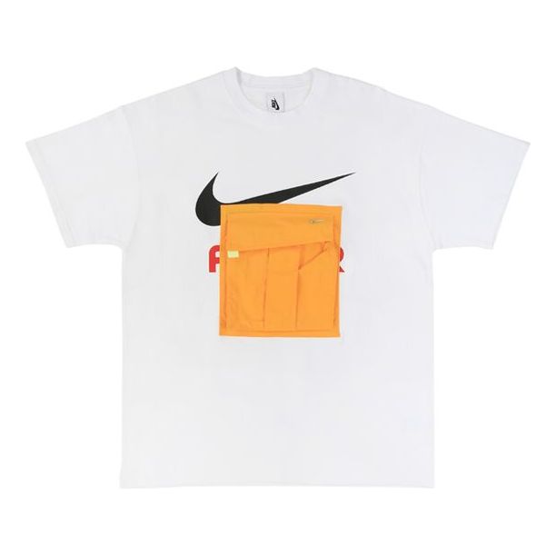 Nike Pocket Large logo Athleisure Casual Sports Short Sleeve White CD6370-100