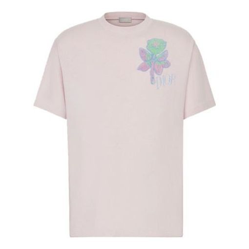[Karry Wang] DIOR Tight-Spun Cotton Rose Embroidered For Men Pink 943J605D0554-489