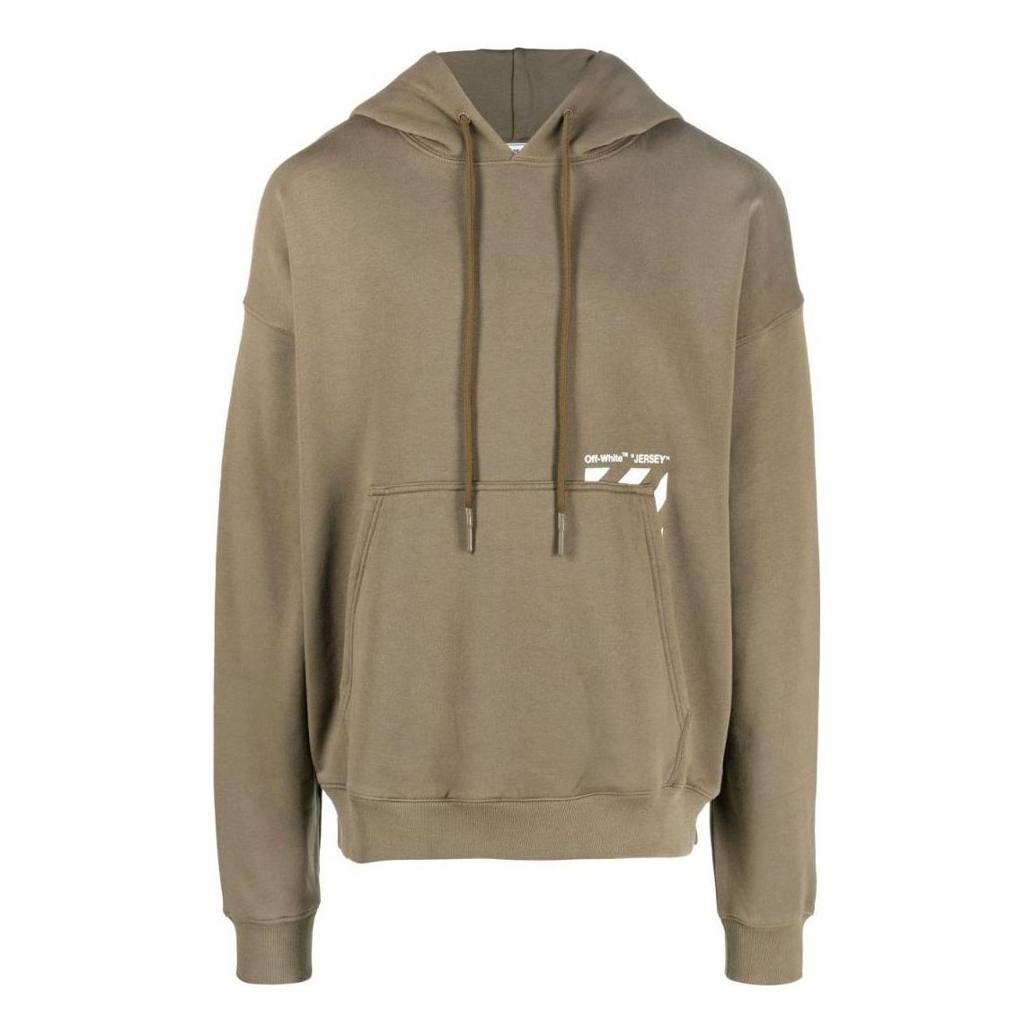 Men's Off-White SS22 Solid Color Logo Printing Stripe Hooded Long Sleeves Version Brown OMBB085F22FLE0015601