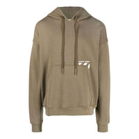 Men's Off-White SS22 Solid Color Logo Printing Stripe Hooded Long Sleeves Version Brown OMBB085F22FLE0015601