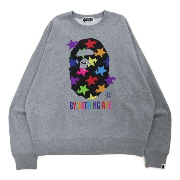A Bathing Ape BAPE Sta Pattern Loose Chest Star Ape Head Printing Round Neck Black 1H70-113-009