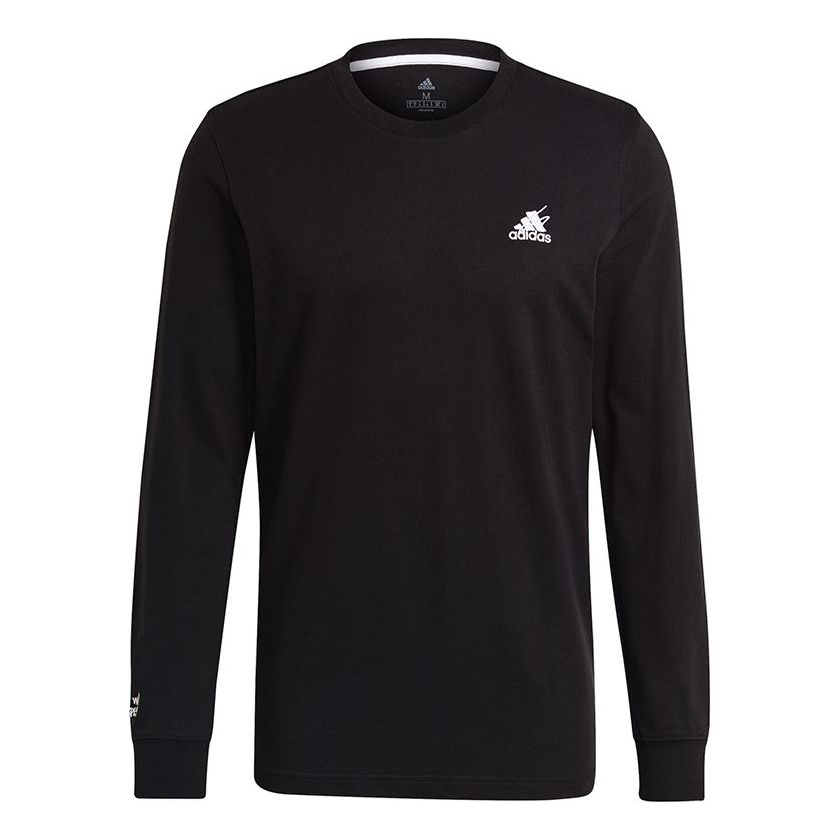 adidas Scribble Ls M Athleisure Casual Sports Logo Round Neck Long Sleeves Black GN6853