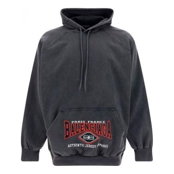 Balenciaga B Authentic Vintage Jersey Oversized Hoodie 'Washed Black' 697879TMVB11000