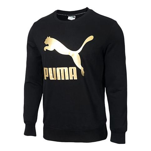 PUMA Classics Logo Crew Sports Round Neck Pullover Black 579069-61