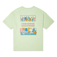 (WMNS) Converse Pattern Printing Loose Knit Short Sleeve Green 10022776-A02