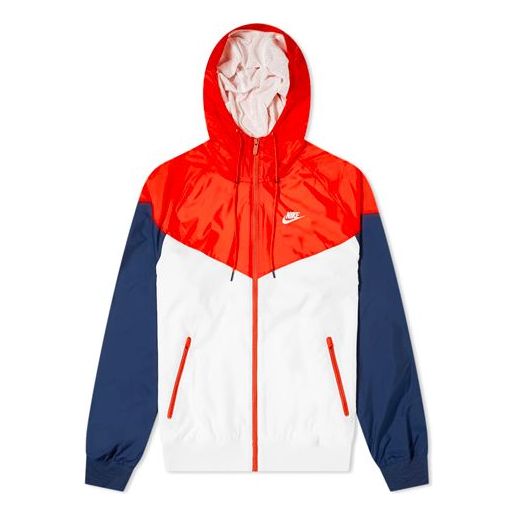 Nike Nsw Windrunner Multicolor Splicing Running Windproof Jacket Orange White Blue AR2191-104