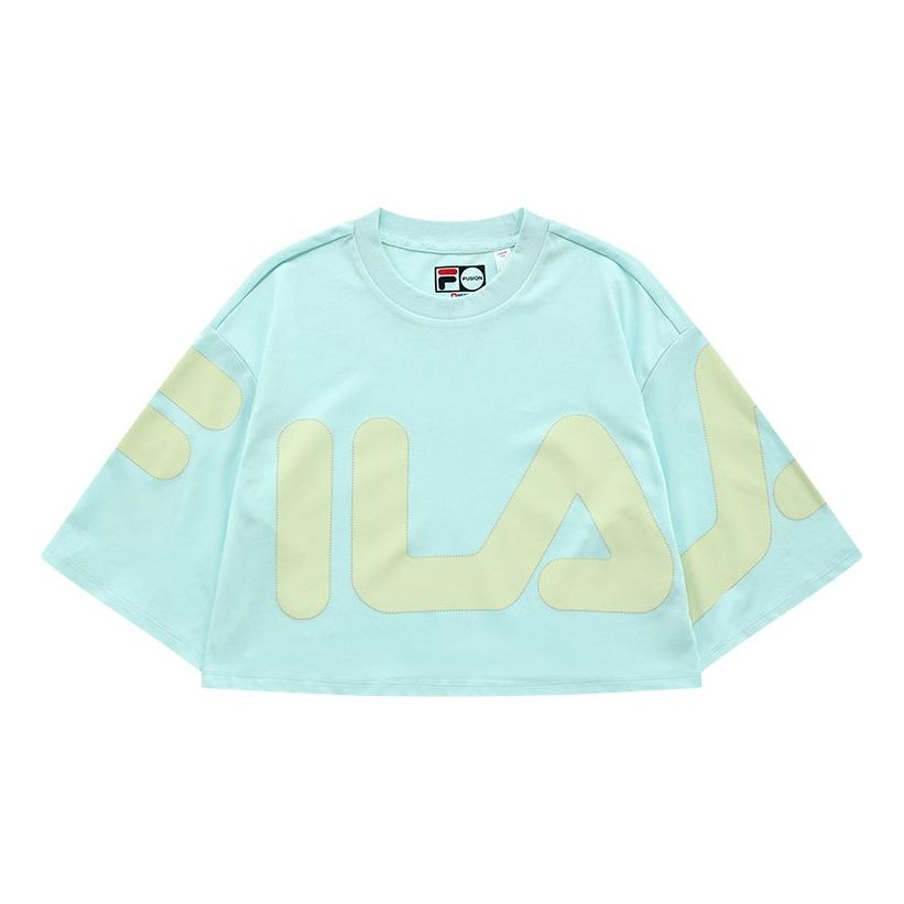 FILA FUSION Large Logo Printing Loose Sports Short Sleeve Green T11W132104A-TQ