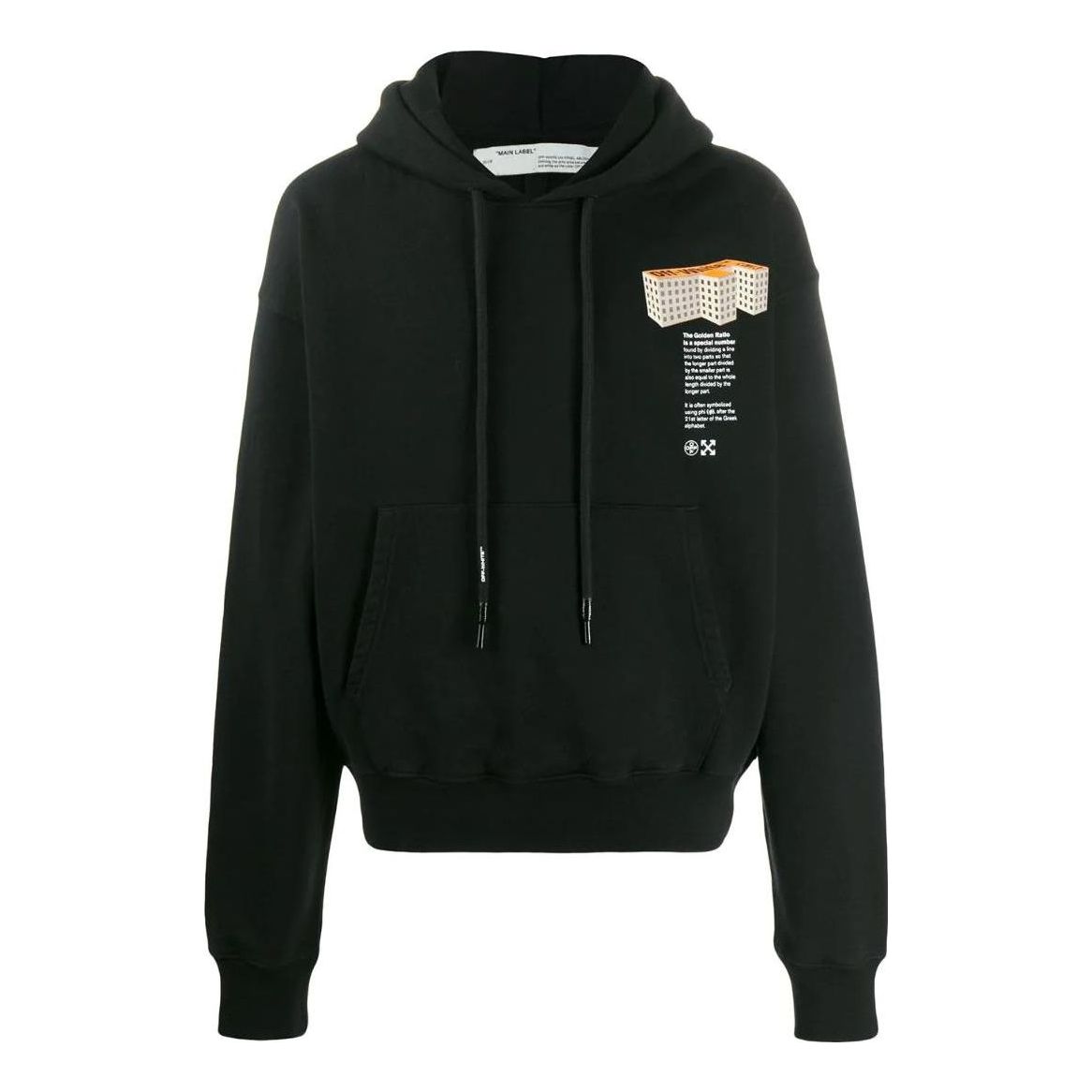 Men's Off-White SS22 Solid Color Printing Hooded Long Sleeves Version Black OMBB037R20E3000710881088