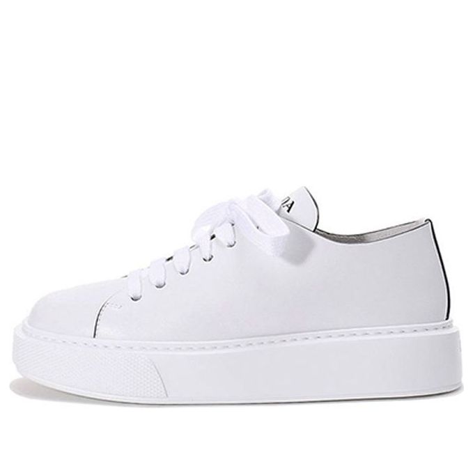 (WMNS) PRADA Low Sneakers 'White Leather with Black Lines' 1E440L3A6FF0009