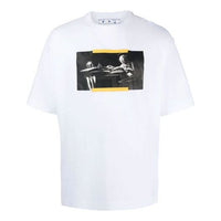 Men's Off-White FW21 Caravaggio Pattern Printing Round Neck Short Sleeve Slim Fit White T-Shirt OMAA120F21JER0080184