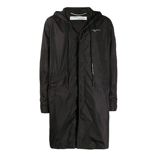 Off-White Arrow Printing hooded Windbreaker Black OMEA171E19E060031091