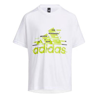 (GS) adidas Light T-Shirt Asia Sizing 'White Yellow' HE2550